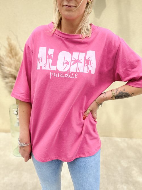 T-shirt Rose Femme "ALOHA Paradise" - Dream By C